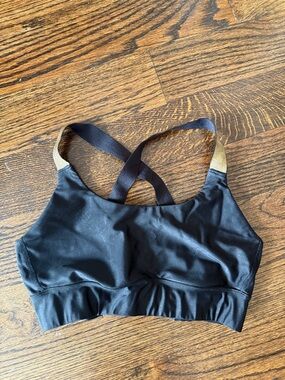 Alala Black Bralette with Gold Strap Detail